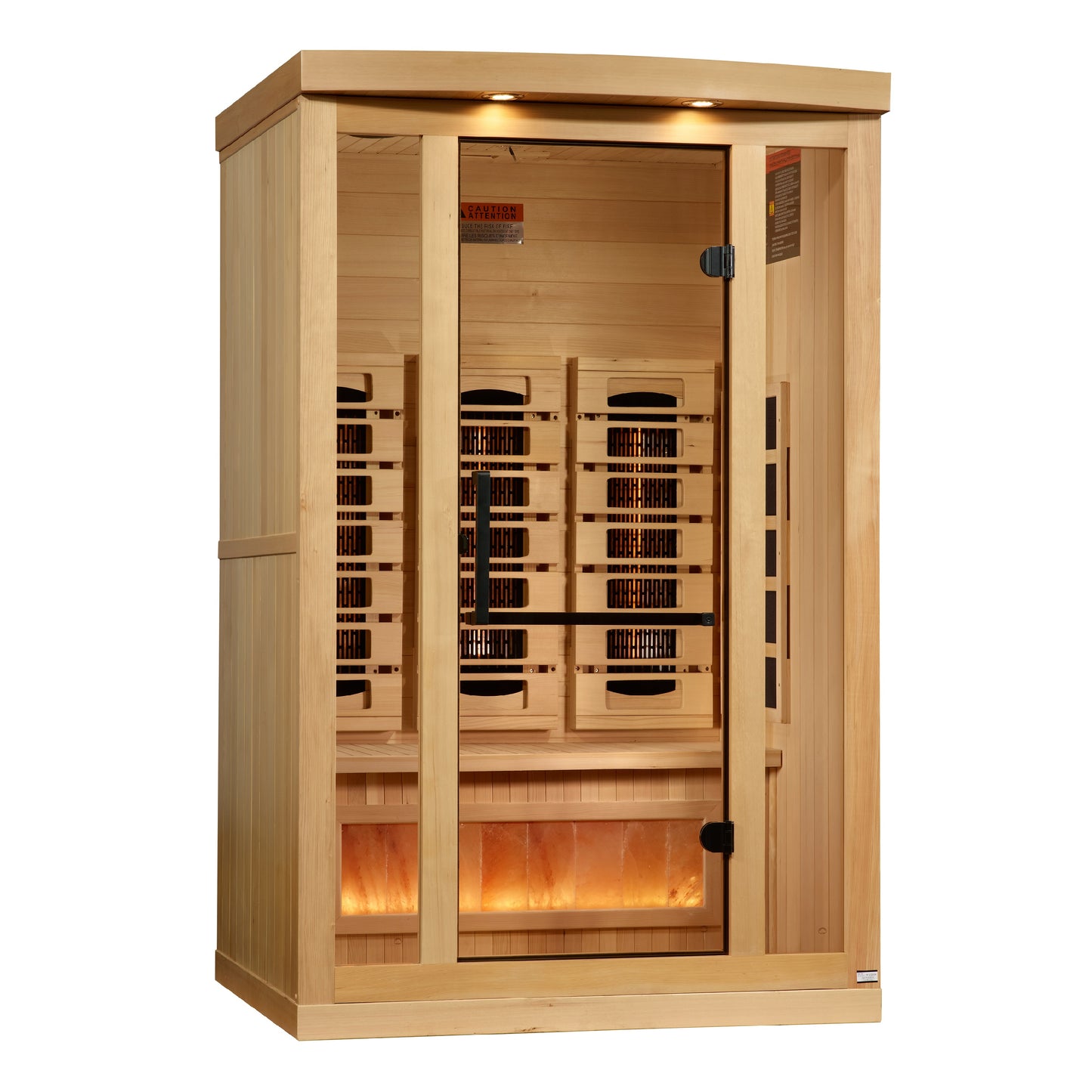 Golden Designs 2-Person Full Spectrum PureTech™ Near Zero EMF FAR Infrared Sauna with Himalayan Salt Bar (Canadian Hemlock)