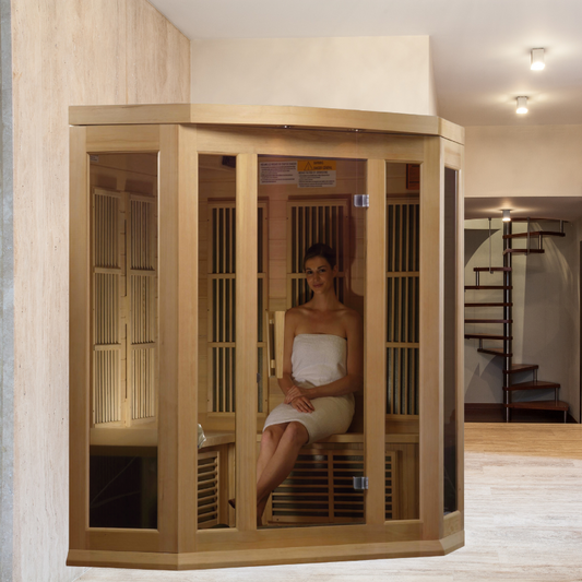 Maxxus 3-Person Corner Low EMF (Under 8MG) FAR Infrared Sauna (Canadian Hemlock)