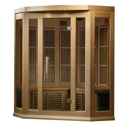 Maxxus 3-Person Corner Low EMF (Under 8MG) FAR Infrared Sauna (Canadian Hemlock)