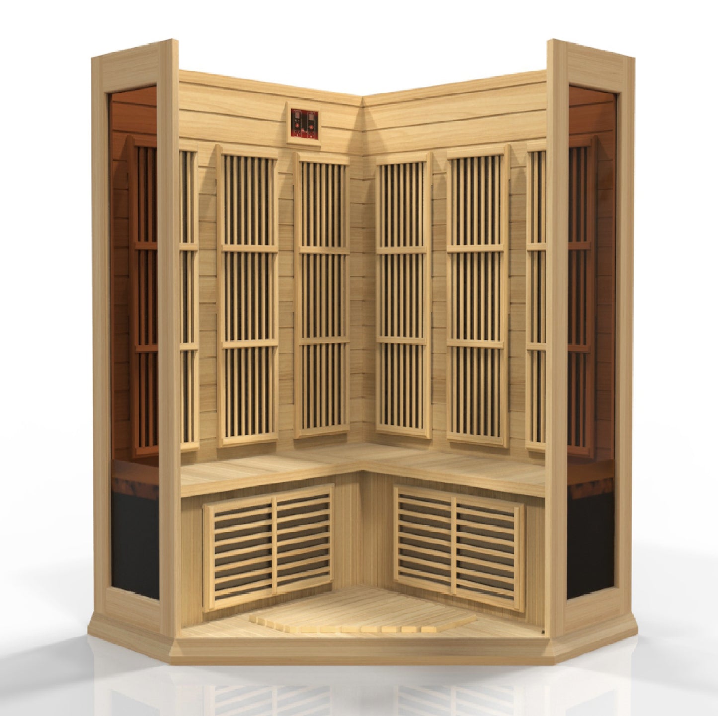 Maxxus 3-Person Corner Low EMF (Under 8MG) FAR Infrared Sauna (Canadian Hemlock)